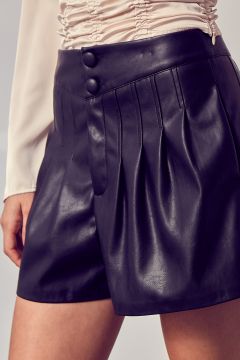 Leather Pleated Shorts